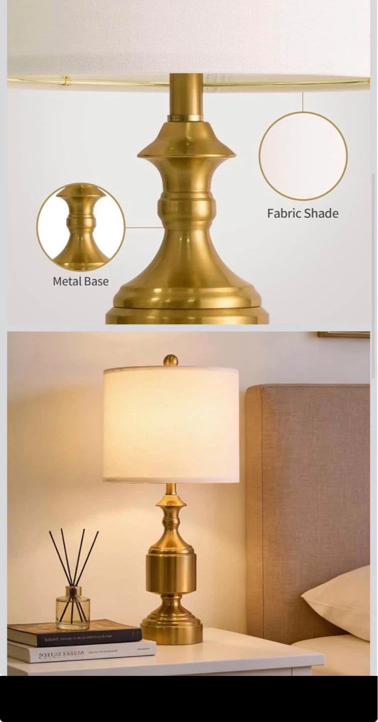 Gold Table Lamp set of 2 with Fabric Shade - photo 3