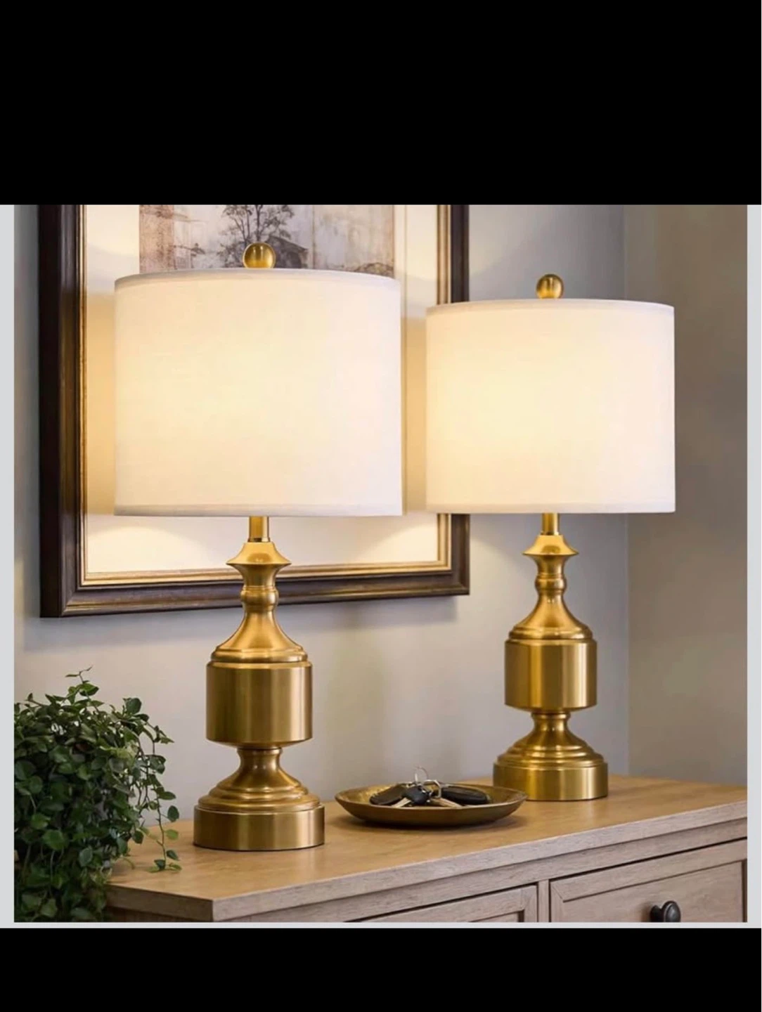 Gold Table Lamp set of 2 with Fabric Shade