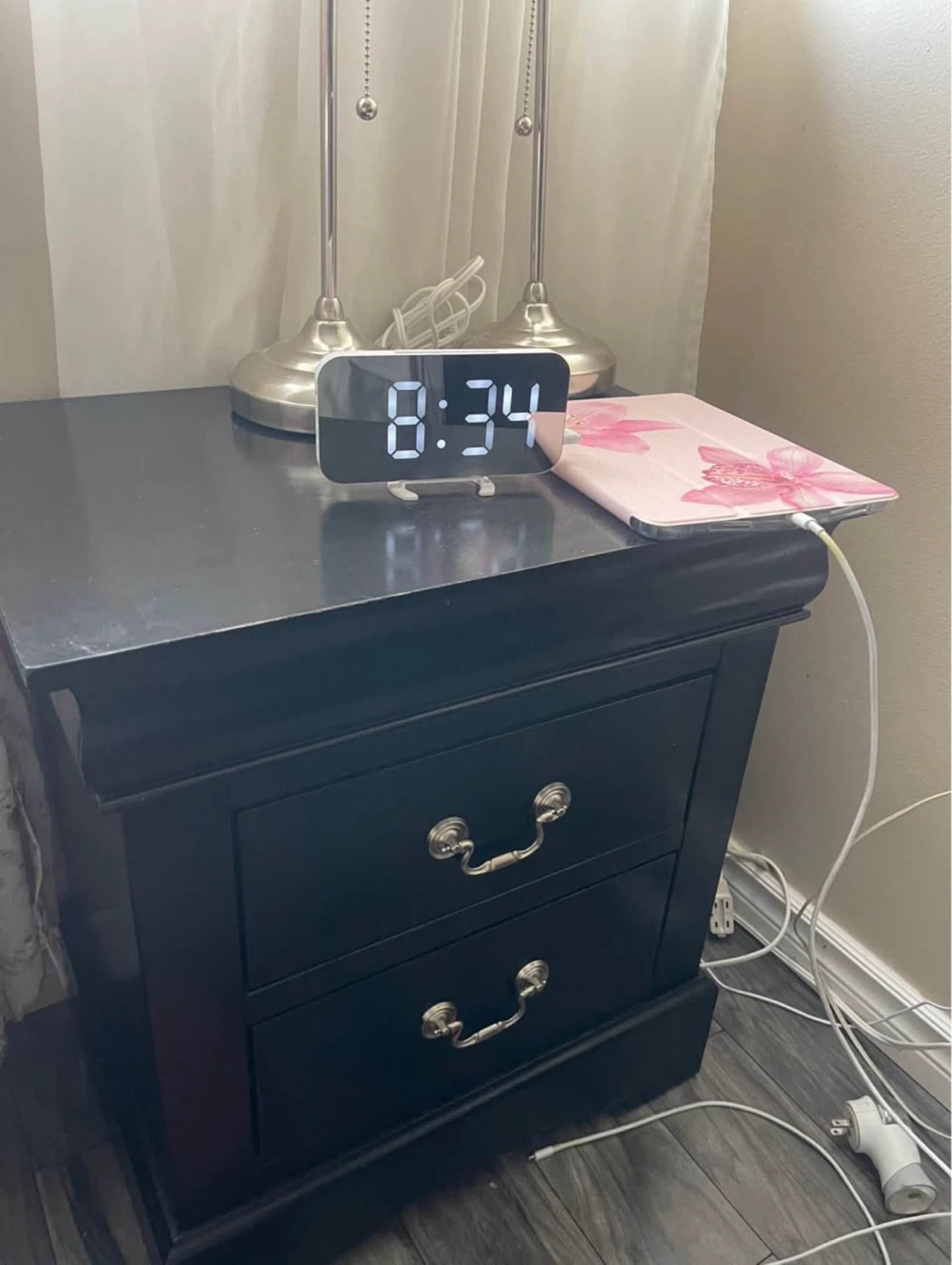 Black 2-Drawer Nightstand set - photo 3