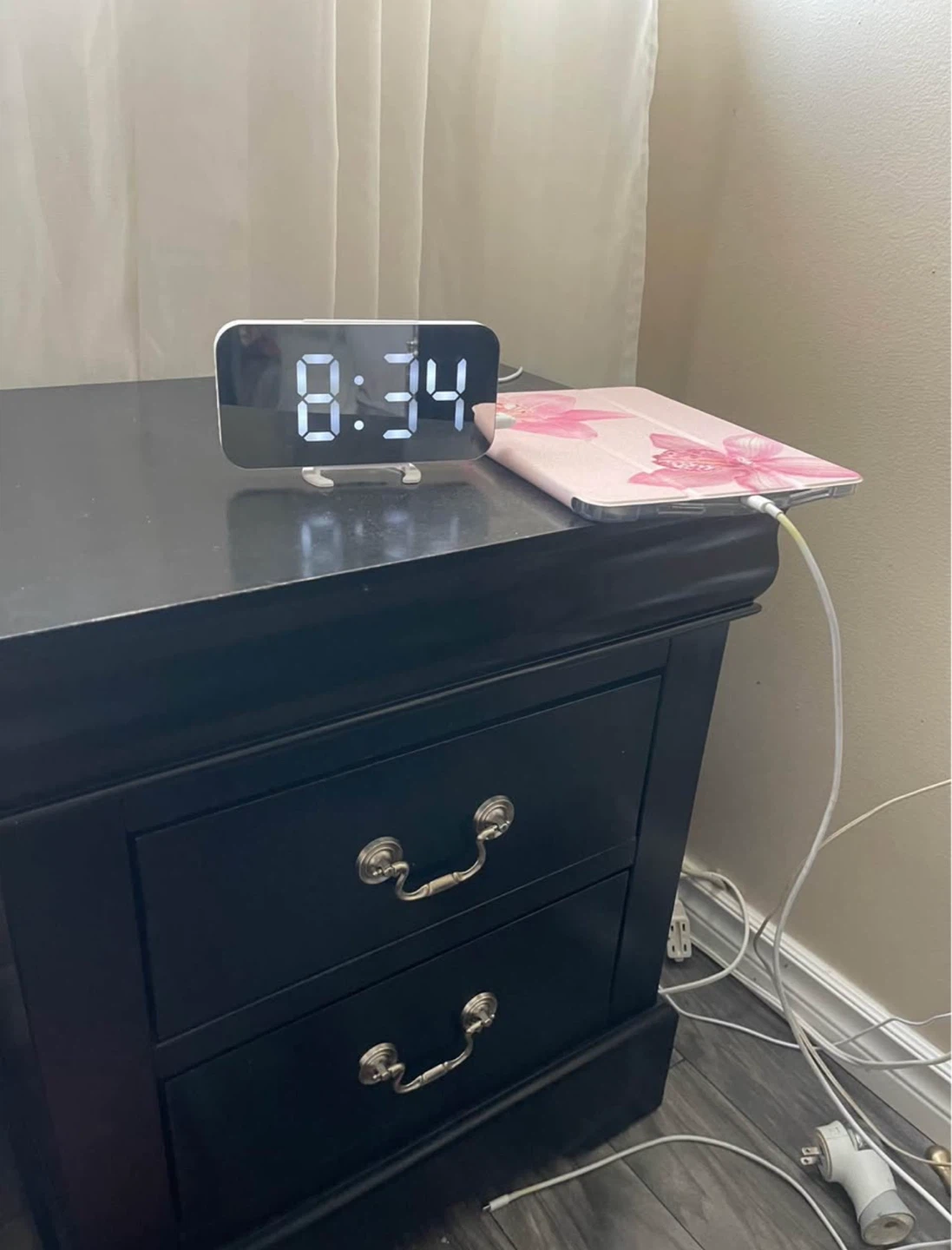 Black 2-Drawer Nightstand set