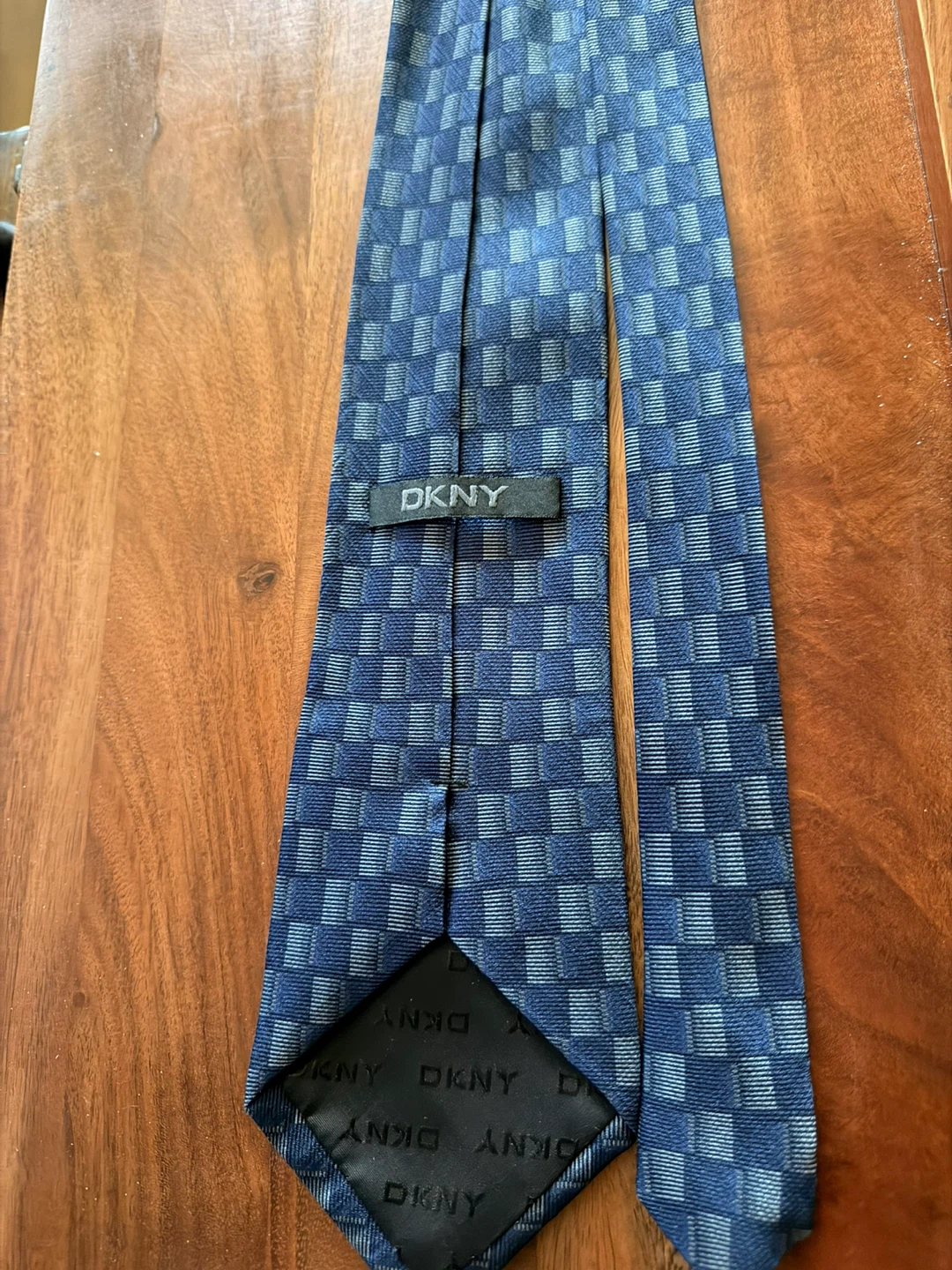 DKNY Blue Checkered Silk Tie