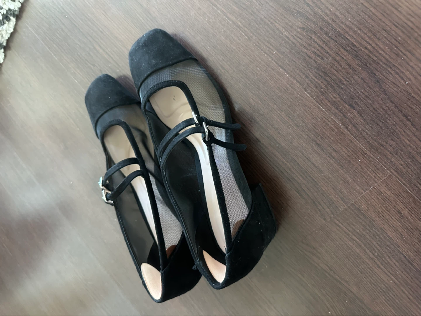 Zara Black Mesh Ballet Flats with Buckle Straps - photo 2