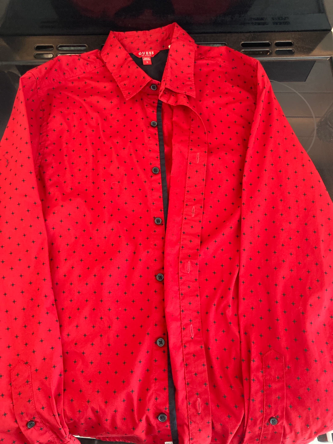 Guess Los Angeles Red Patterned Button-Up Shirt