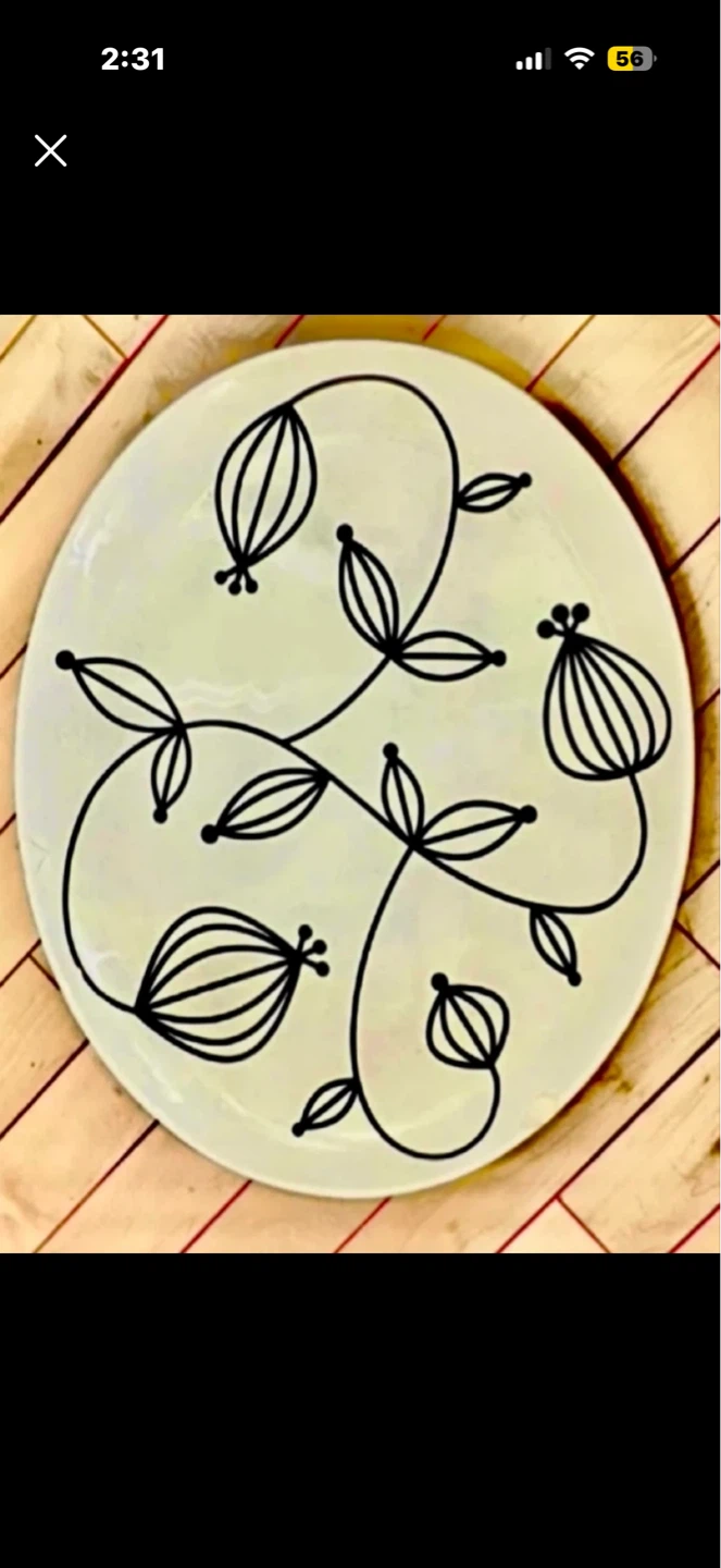 Decorative Oval Plate with Floral Design