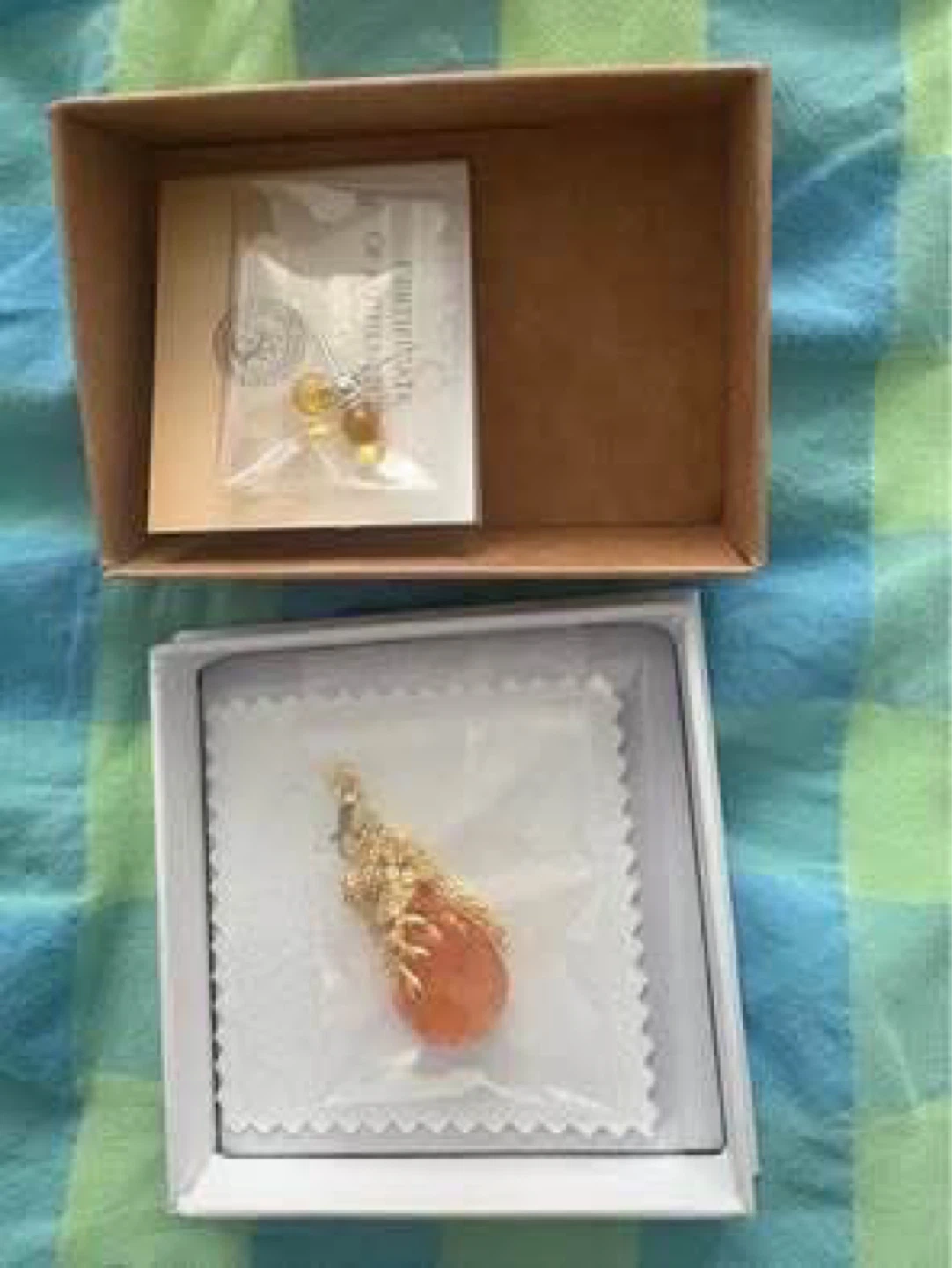 Amber earrings & Amber necklace -New, Both together for $5