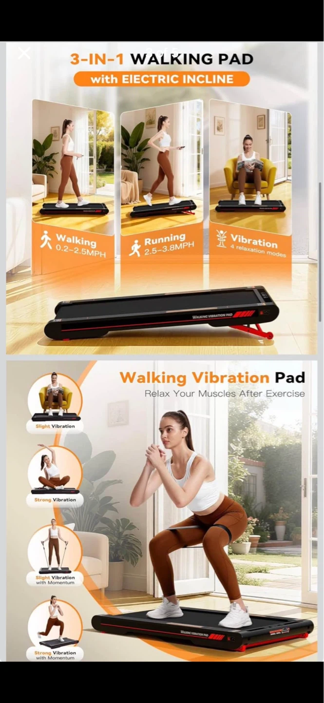 4-IN-1 Walking Pad with Electric Incline and Vibration - photo 3