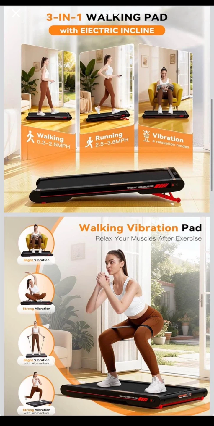 4-IN-1 Walking Pad with Electric Incline and Vibration - photo 4