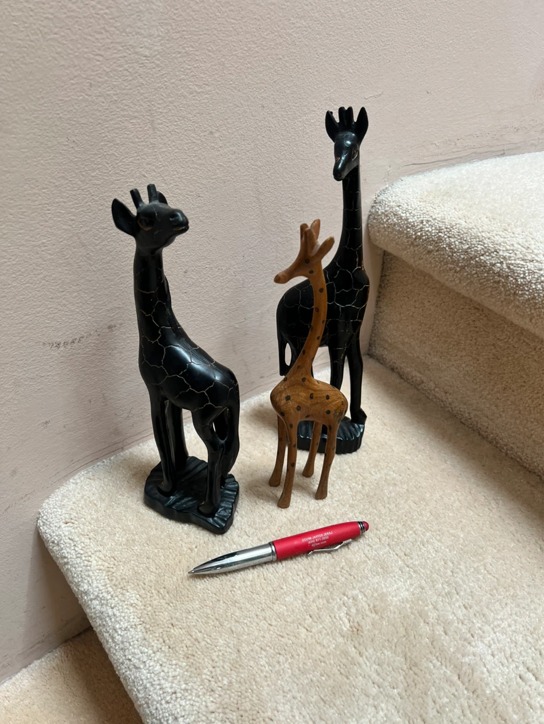 Set of 3 Wooden Giraffe Figurines