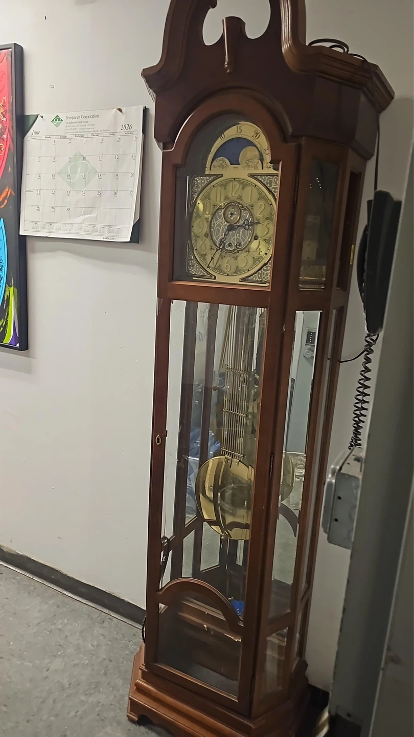 Wooden Grandfather Clock with Moon Phase Dial