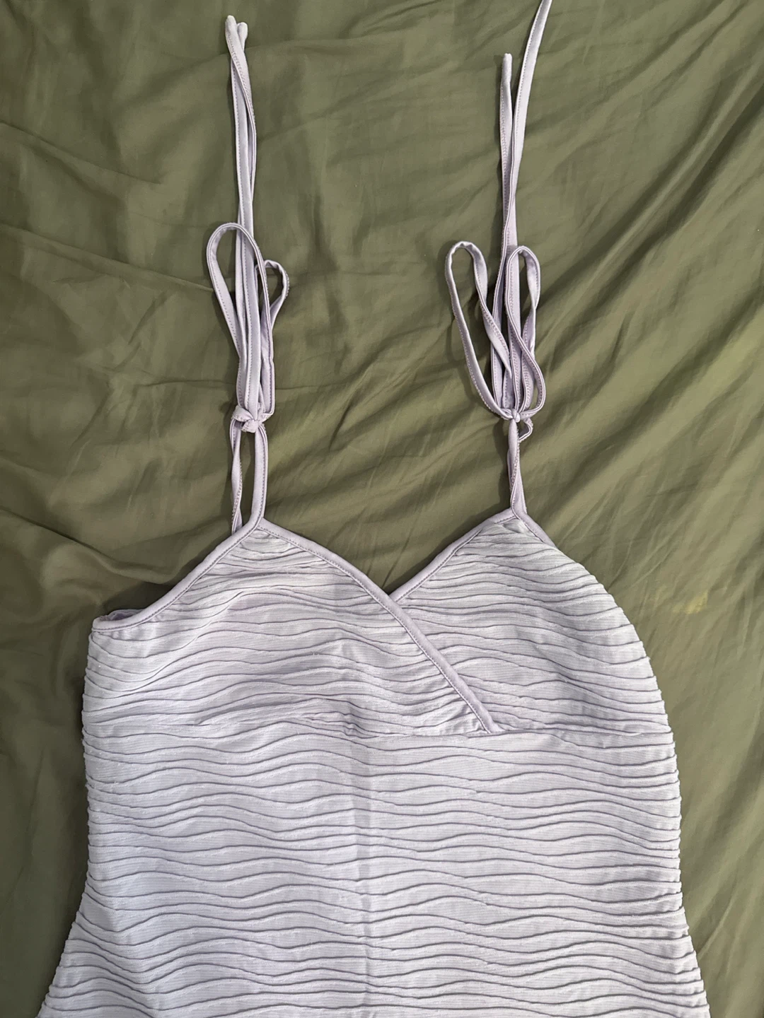 Lavender Textured Midi Dress with Tie Straps