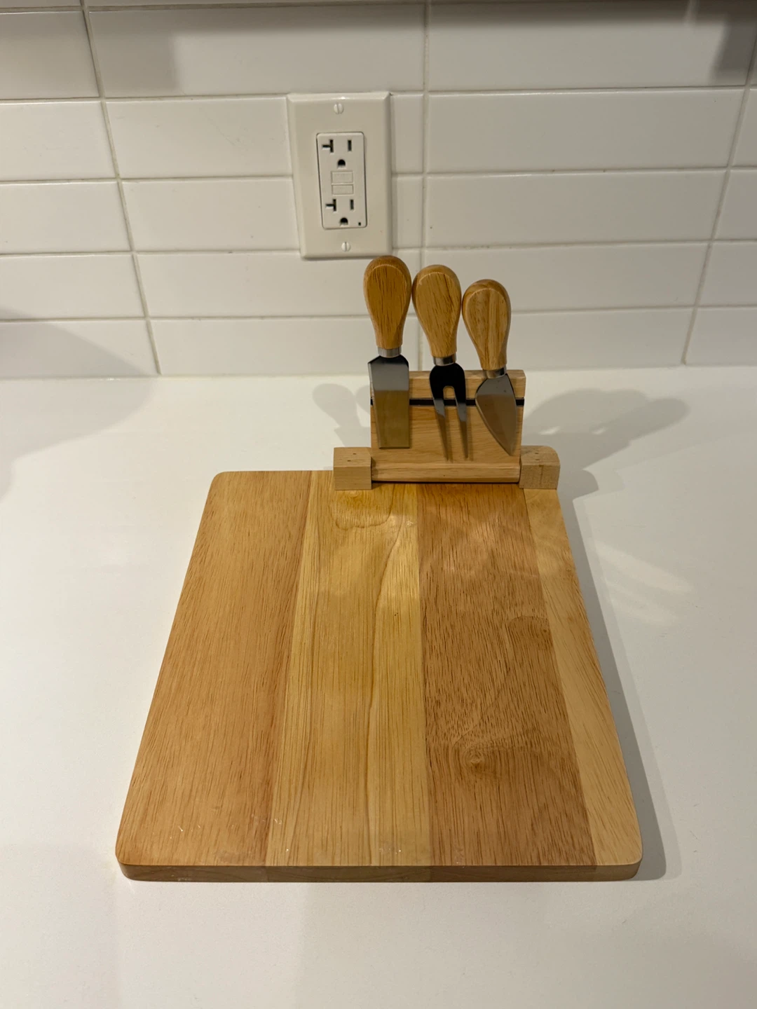 Wooden Cheese Board Set with 3 Cheese Knives