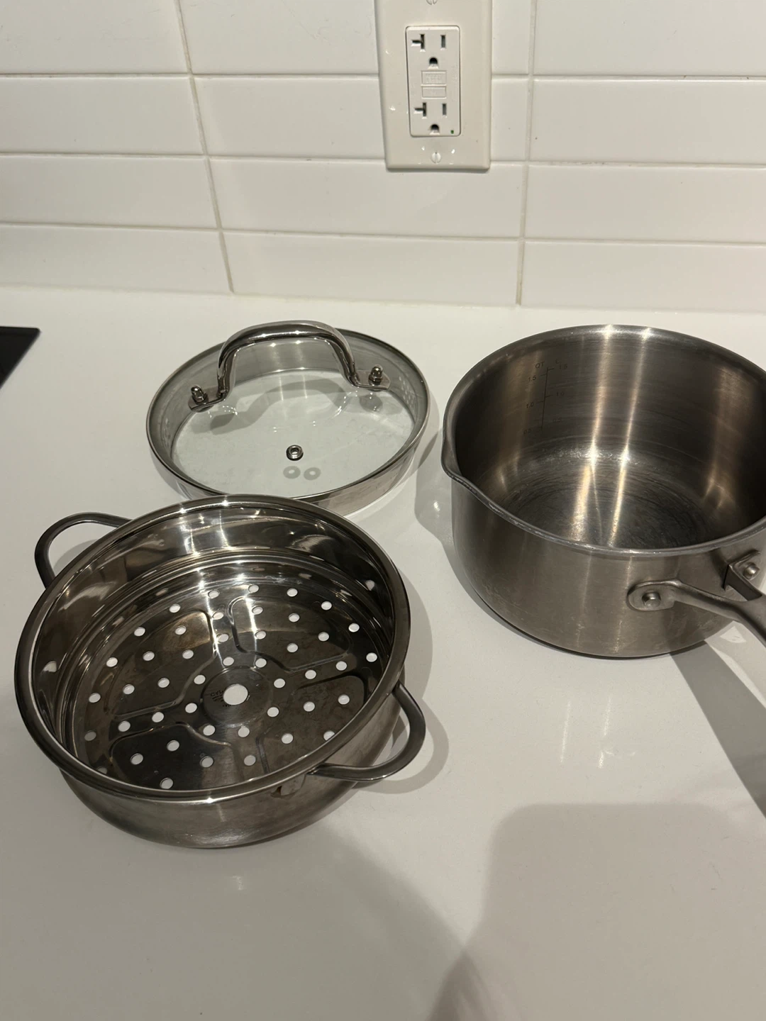 Stainless Steel Steamer Pot Set with Glass Lid - photo 2