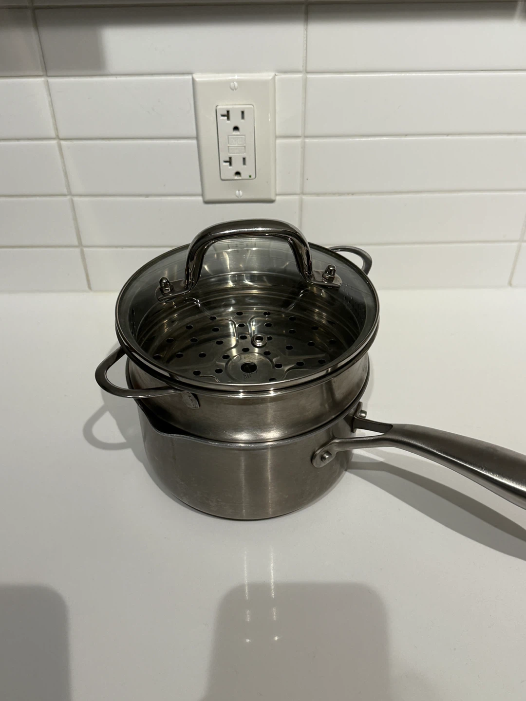 Stainless Steel Steamer Pot Set with Glass Lid - photo 3