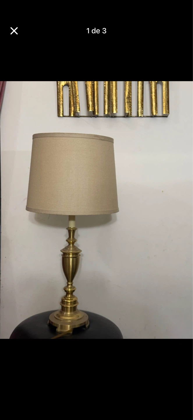Brass Table Lamp with Tan Shade