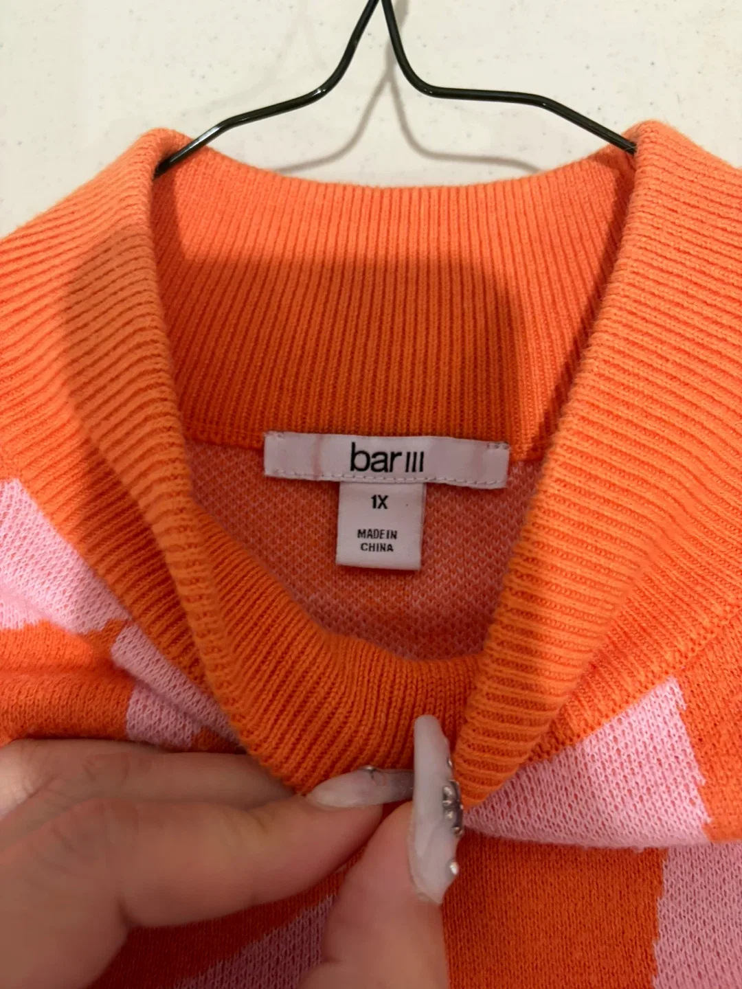 Bar III Orange Pink Checkerboard Sweater Size 1X - photo 2