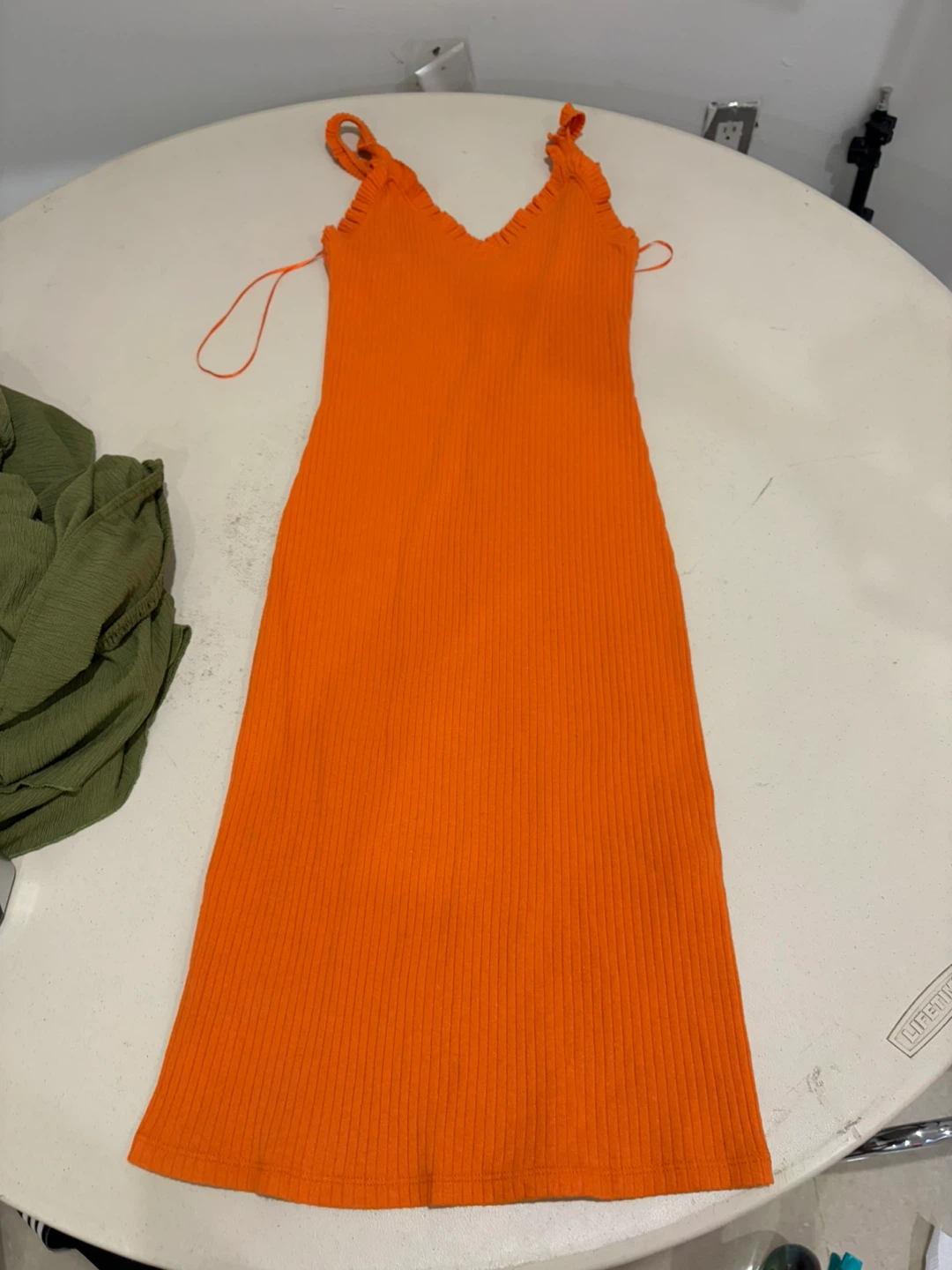 ZARA Orange Ribbed Midi Dress