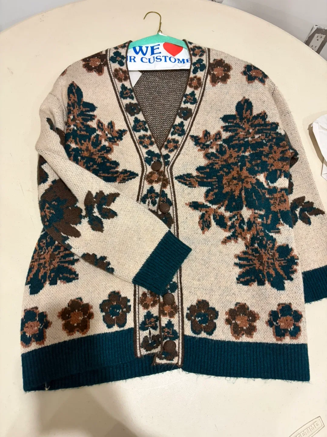 ZARA Floral Cardigan Sweater