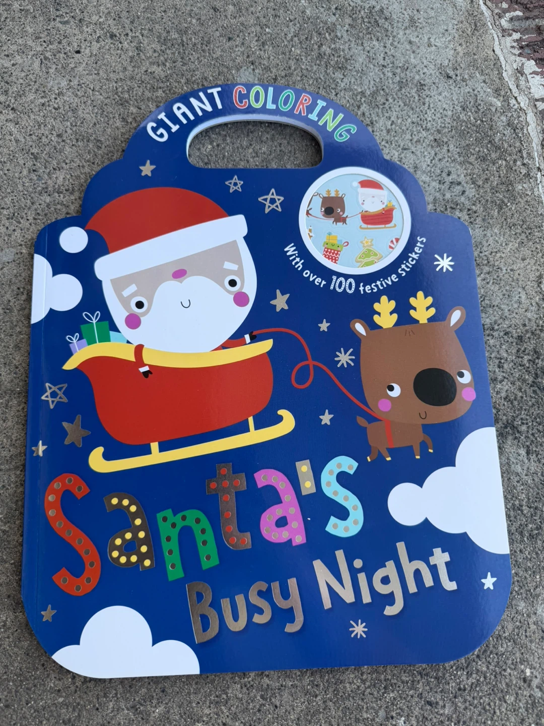 Santa’s busy night coloring book with stickers