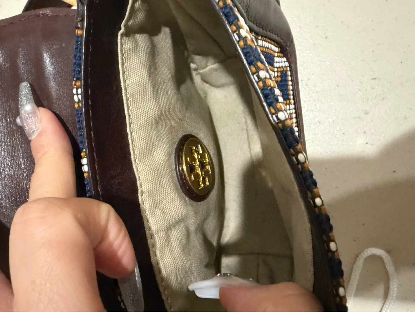 Tory Burch Brown Leather & Beaded Crossbody Bag - photo 3
