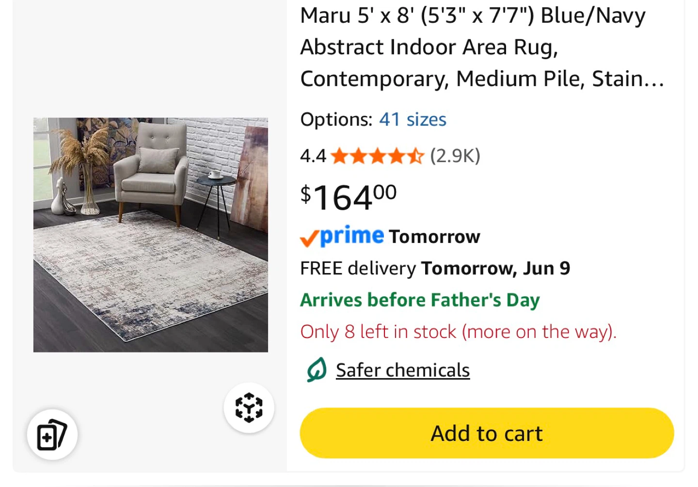 NEW - Rug Branch Maru Abstract Area Rug - 5'3” x 7’7”Cream Navy