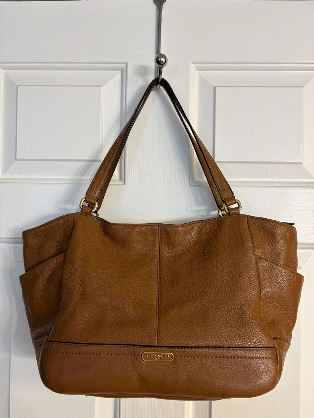 Coach Park Carrie Pebbled Leather Tote Bag