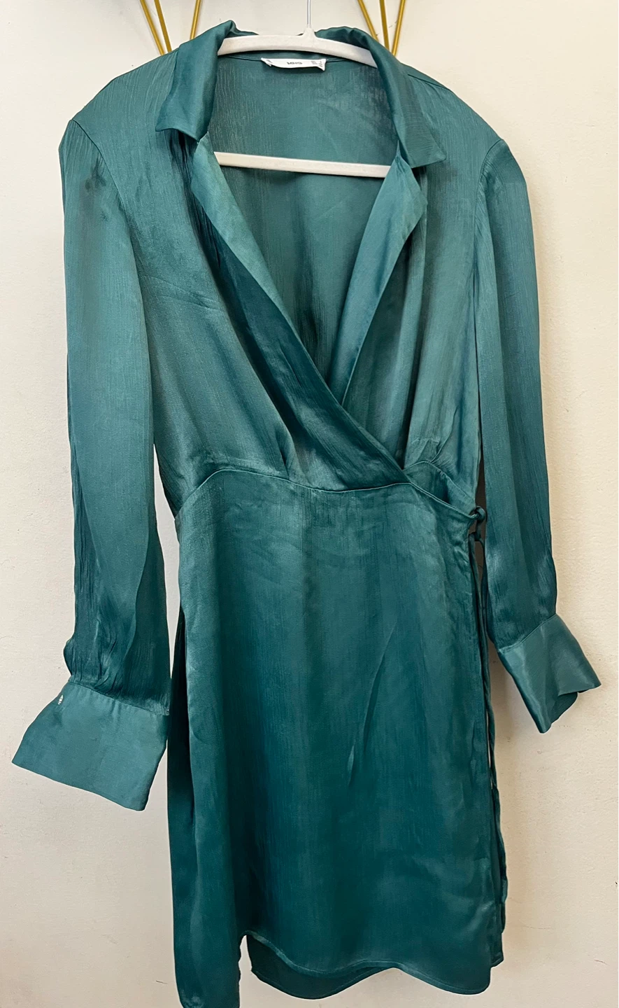 Teal wrap dress by MANGO