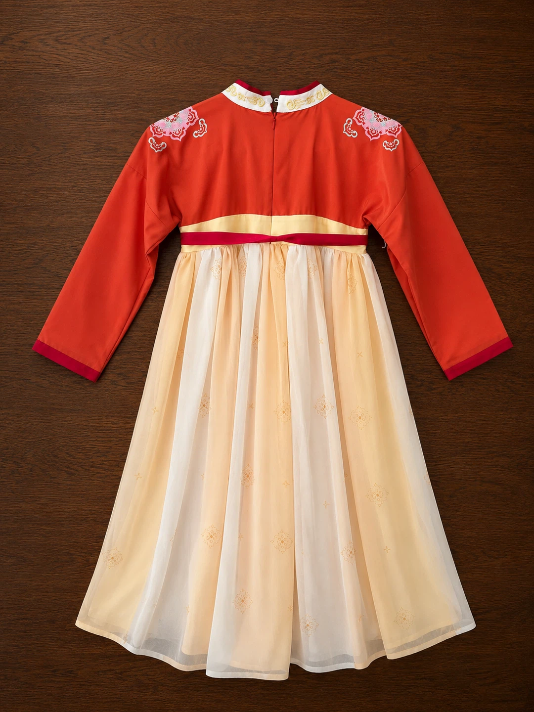 Kids Orange & Yellow Embroidered Dress - photo 2