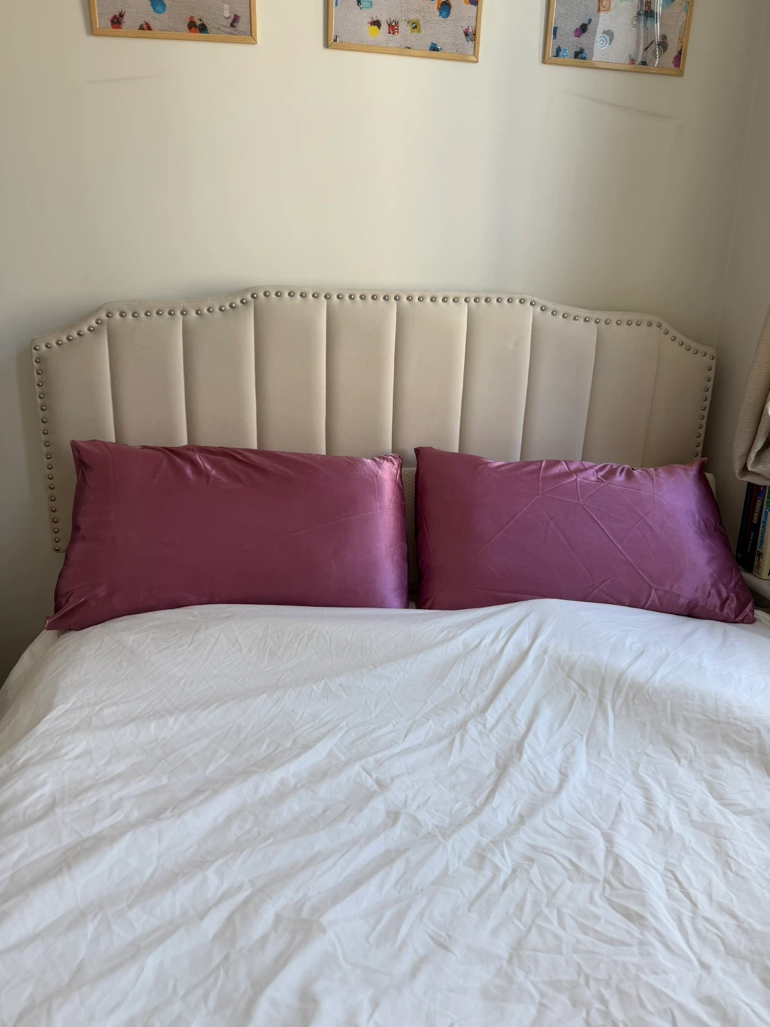 Queen Bed: Tufted Upholstered Bed Frame with Storage + Mattress