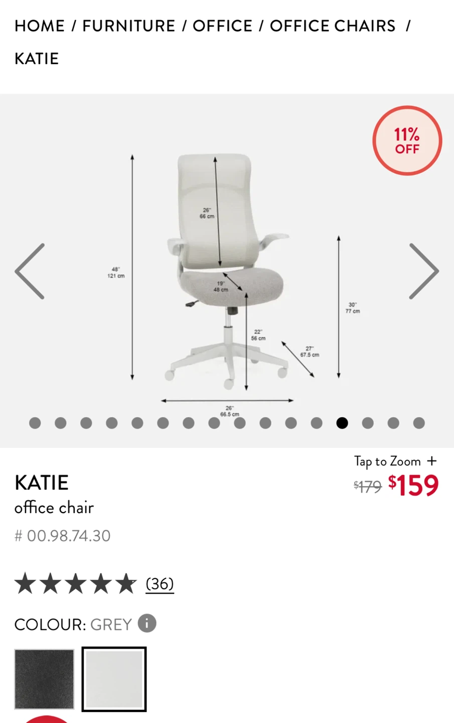 Structube Katie-Mesh Office Chair with Armrests - photo 2