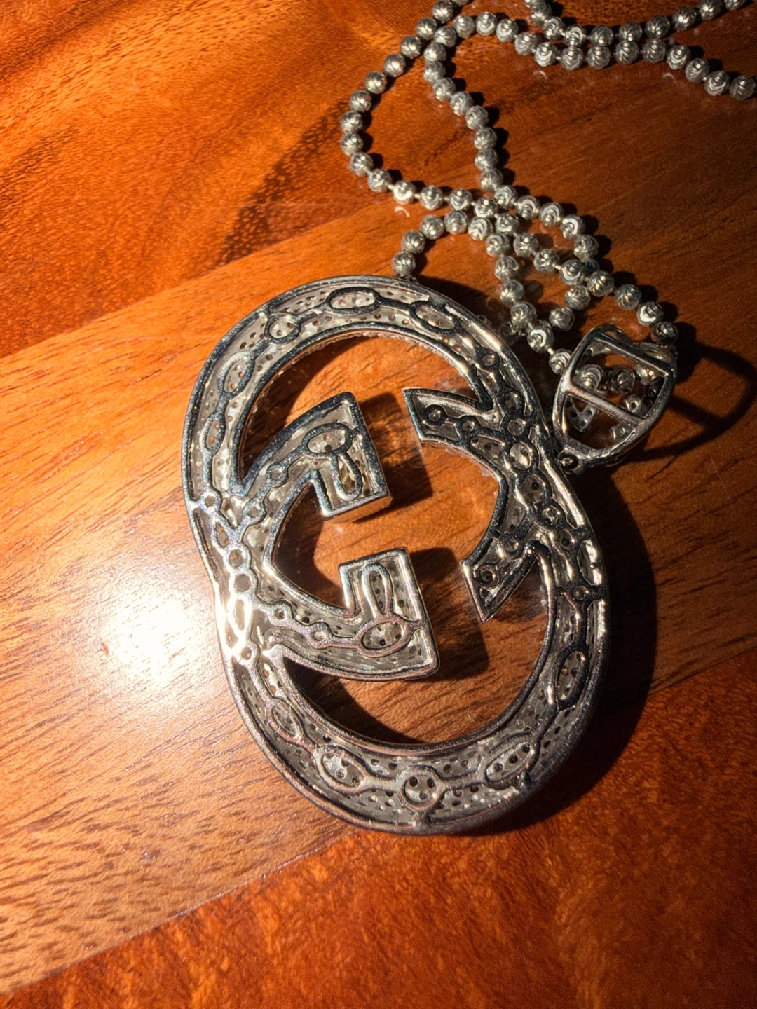 Gucci Inspired GG Monogram Pendant Necklace & Chain 925 - photo 5