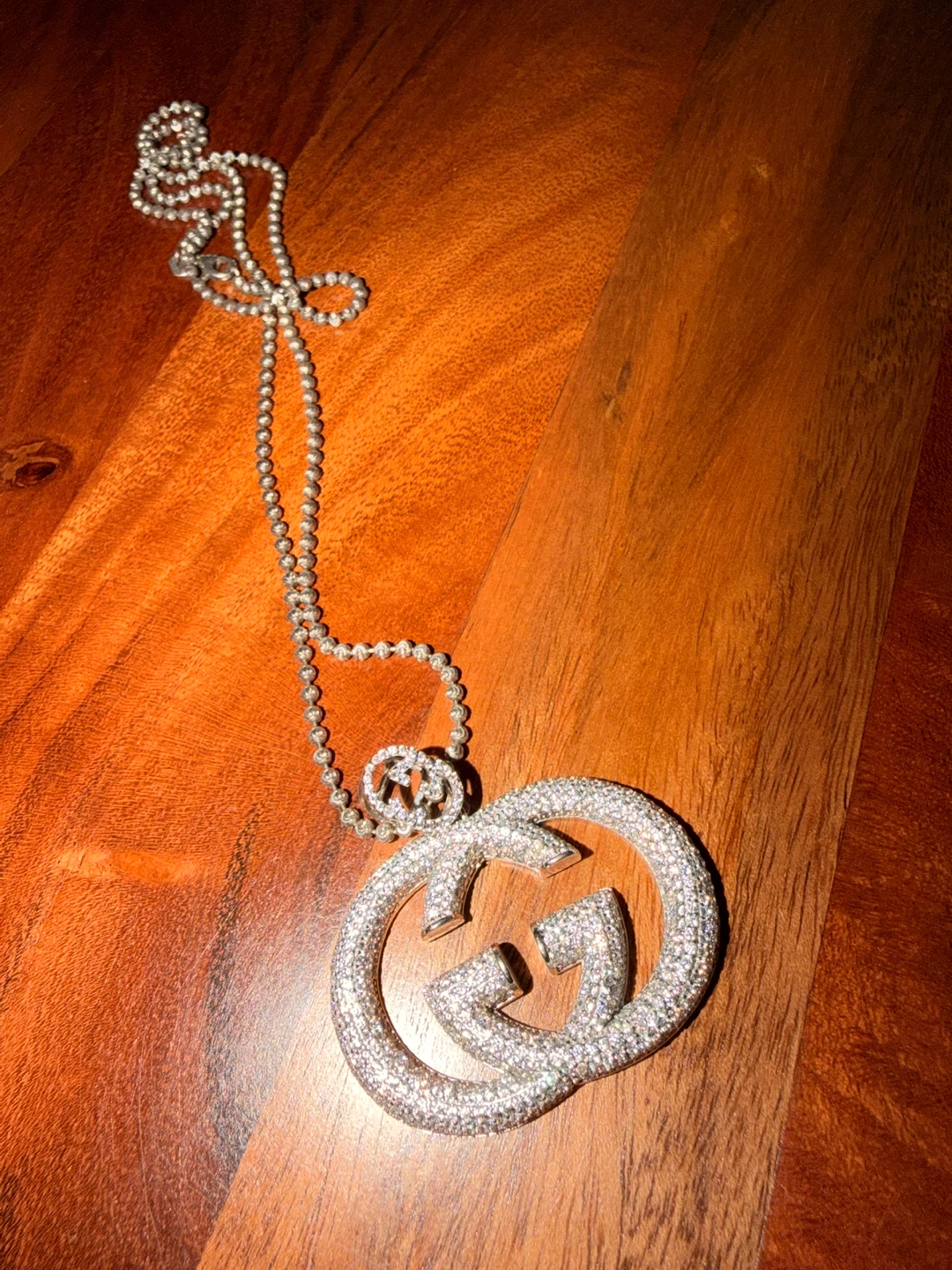Gucci Inspired GG Monogram Pendant Necklace & Chain 925