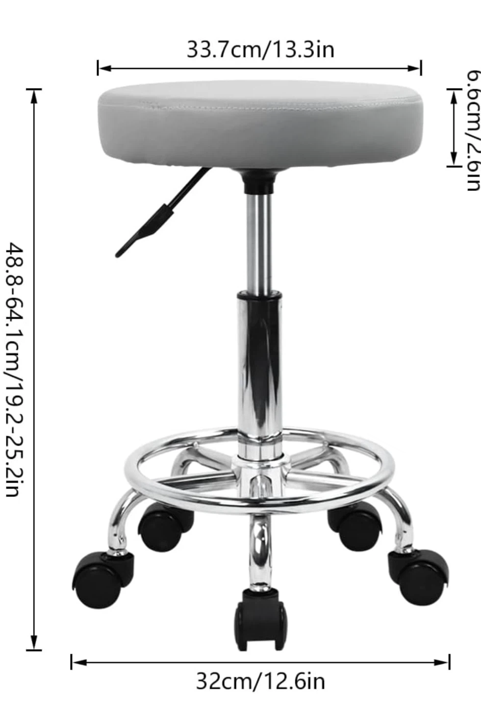 KKTONER PU Leather Rolling Stool - Grey PL3 - photo 3