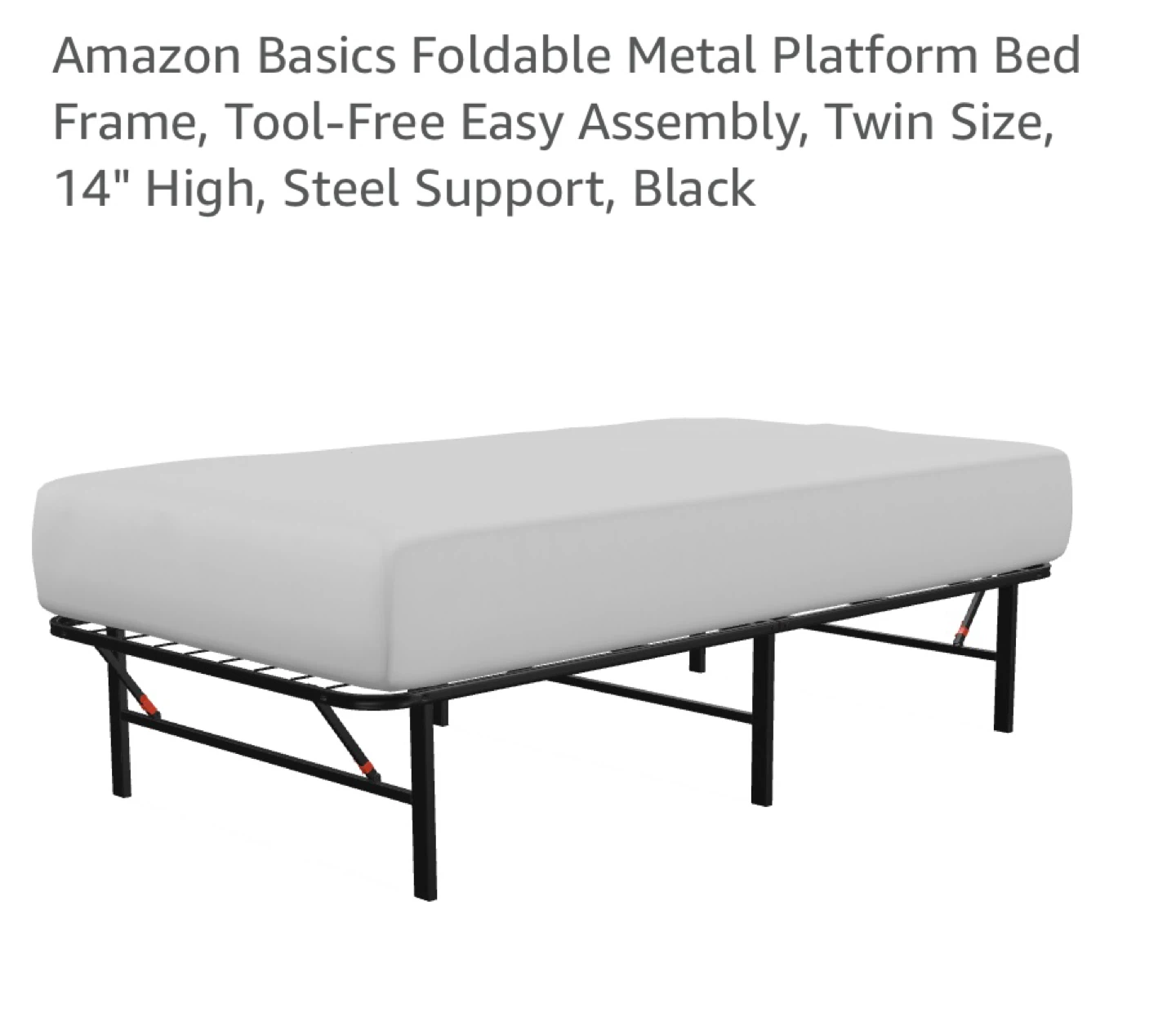 Foldable twin bed frame and mattress