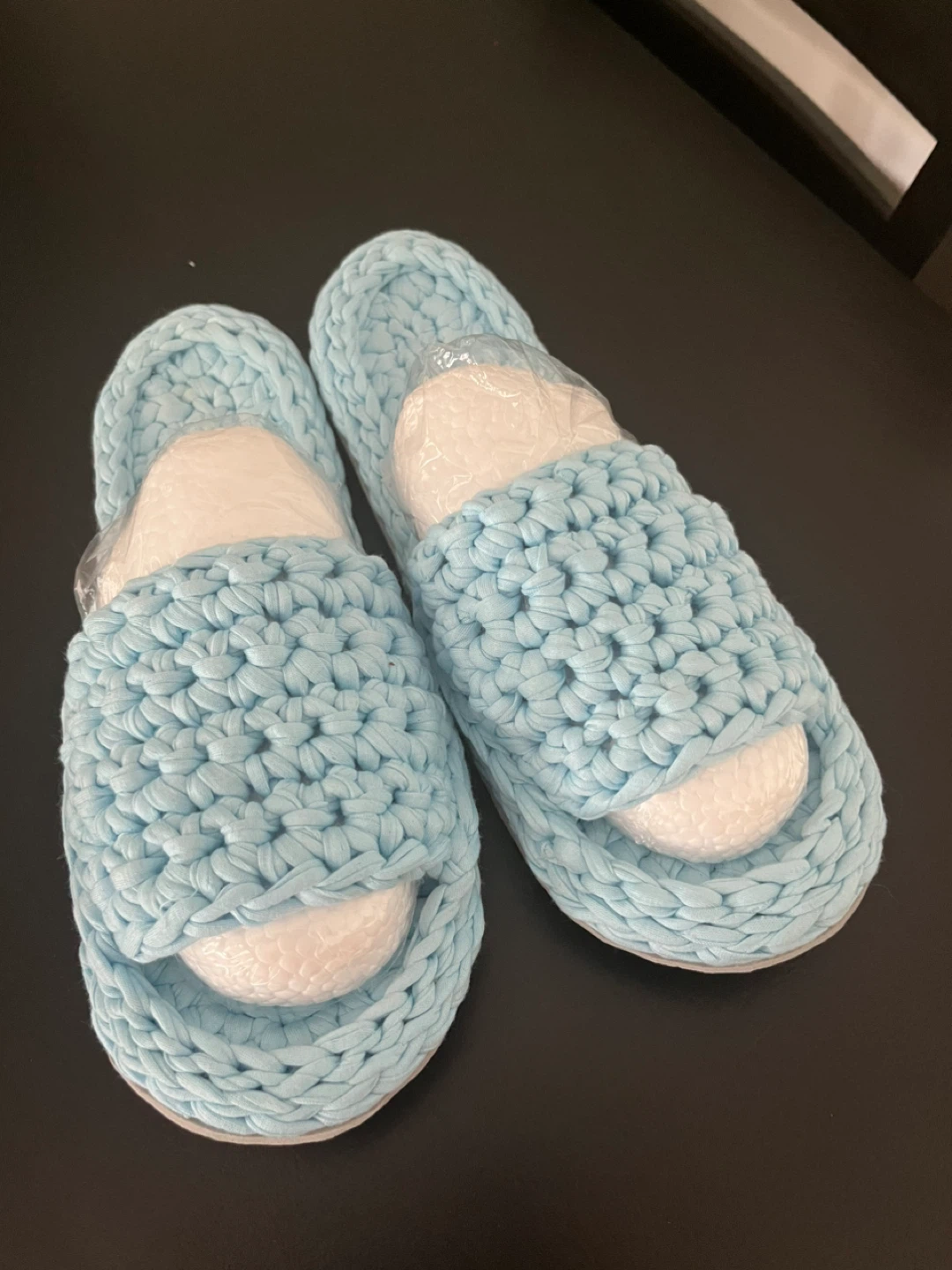 Light Blue Crochet Slippers Handmade