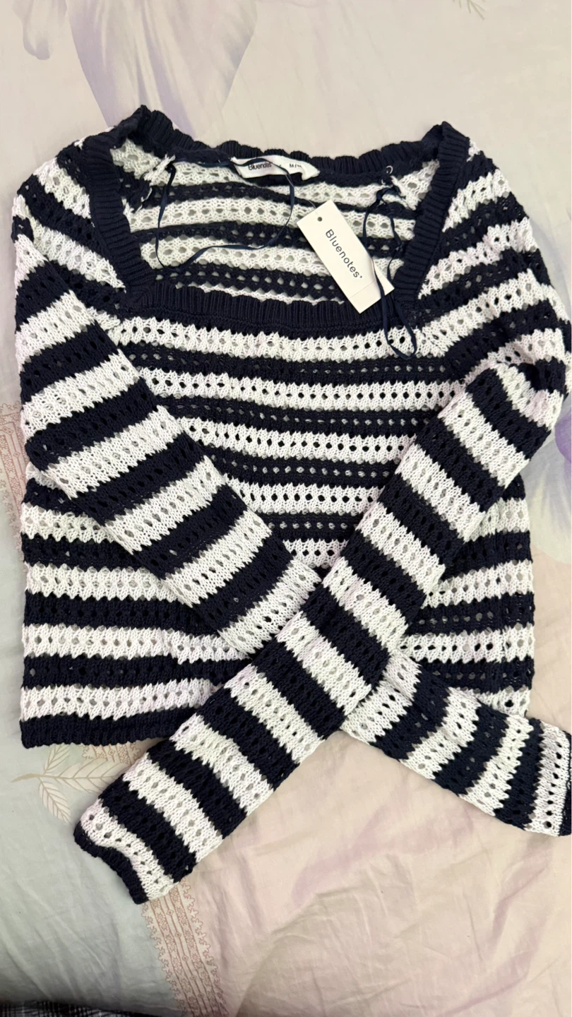 Bluenotes Striped Cropped Sweater