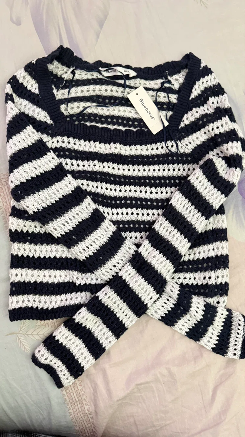 Bluenotes Striped Cropped Sweater