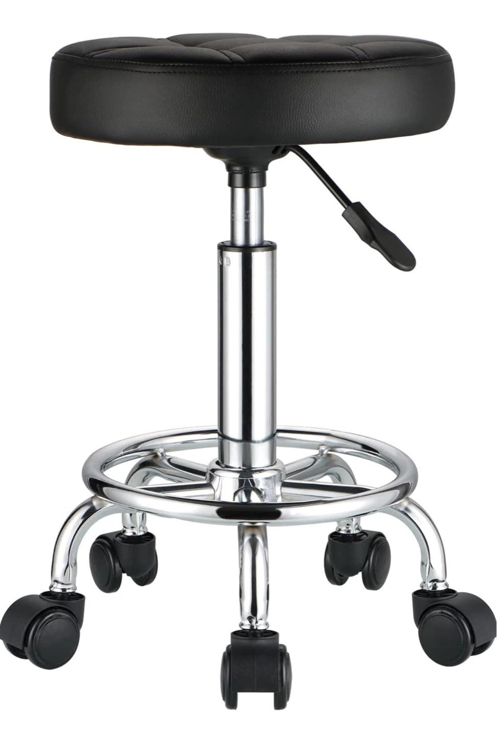 Round Rolling Stool - Black PU Leather PL5 - photo 4