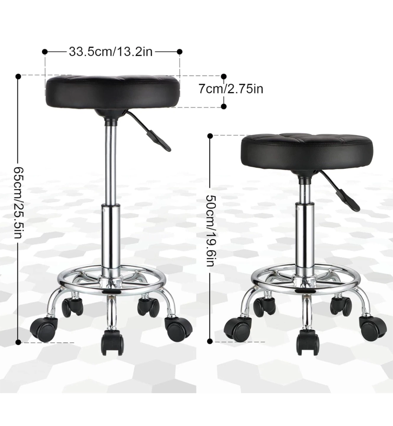 Round Rolling Stool - Black PU Leather PL5 - photo 3