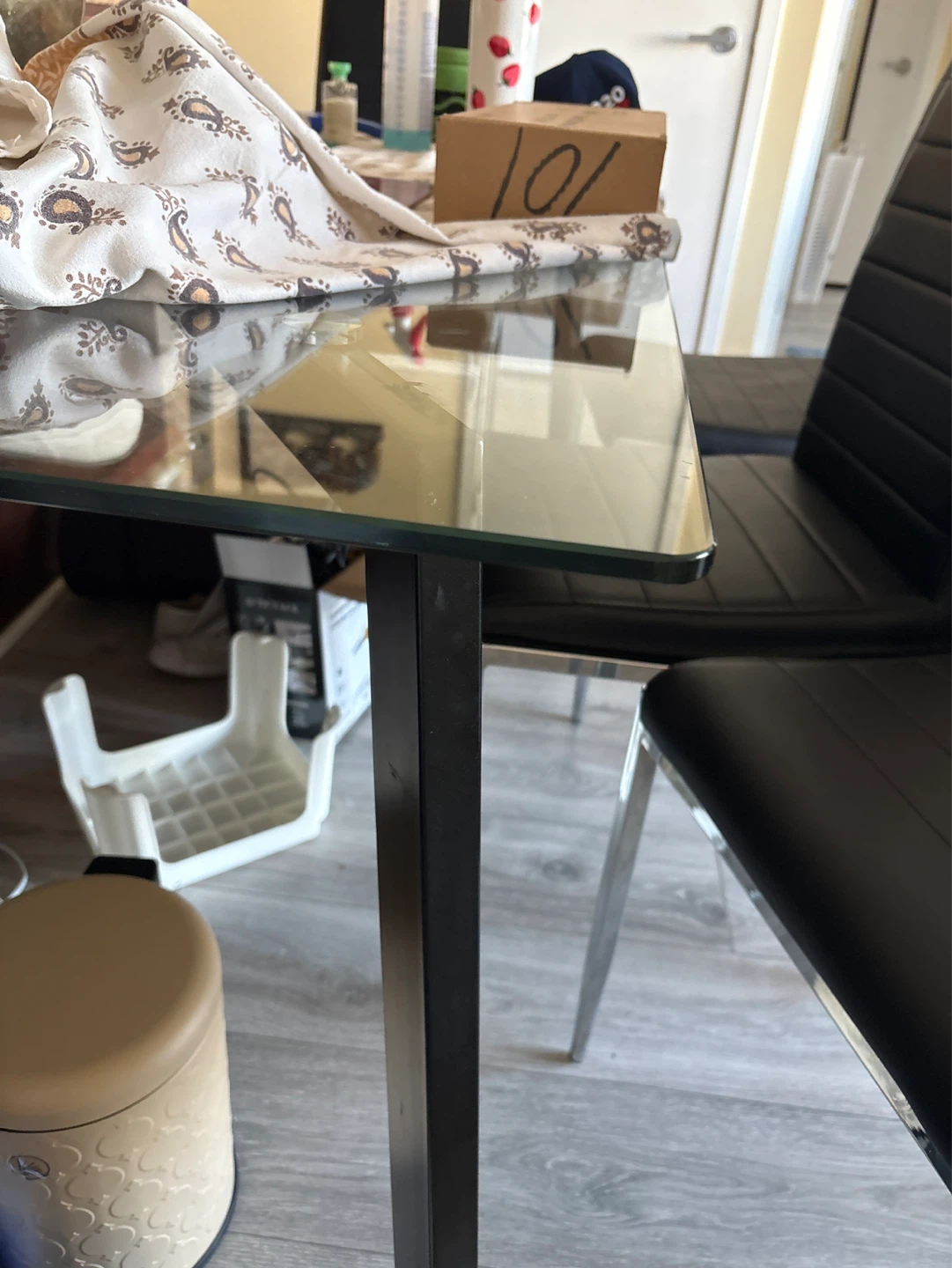 Glass Top Dining Table with Metal Legs