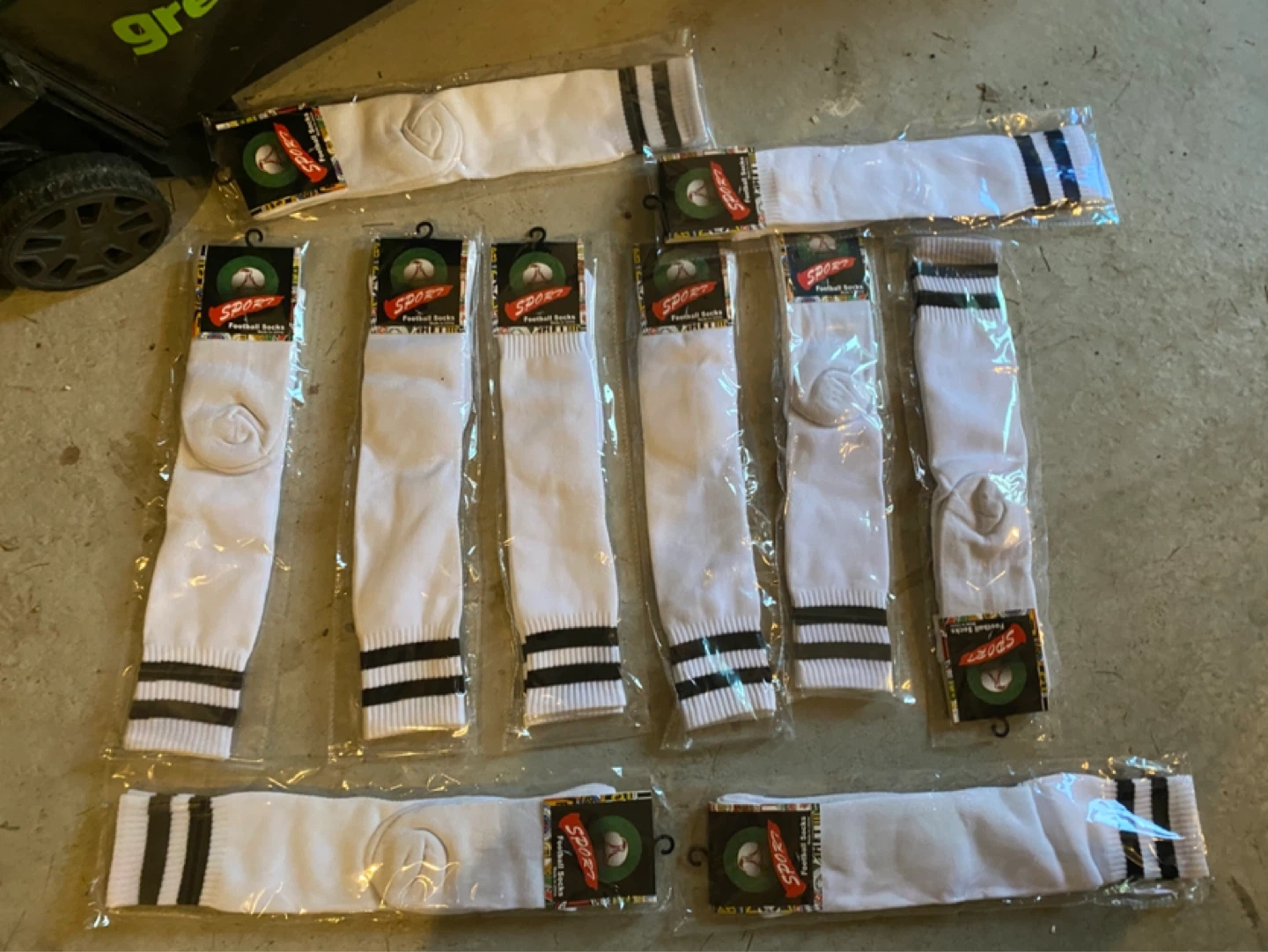 Sport Football Socks - White with Black Stripes (Set of 7) - photo 2