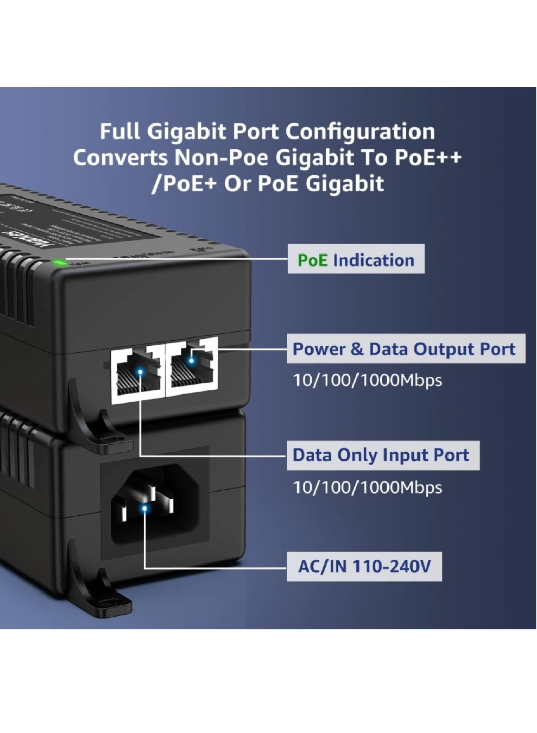 Yuanley HG60A Gigabit PoE++ Injector Adapter - photo 4