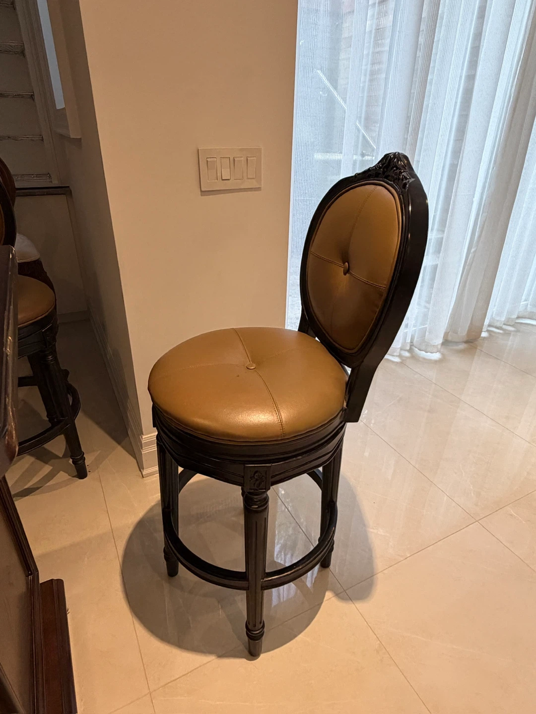 Brown Faux Leather Swivel Bar Stool