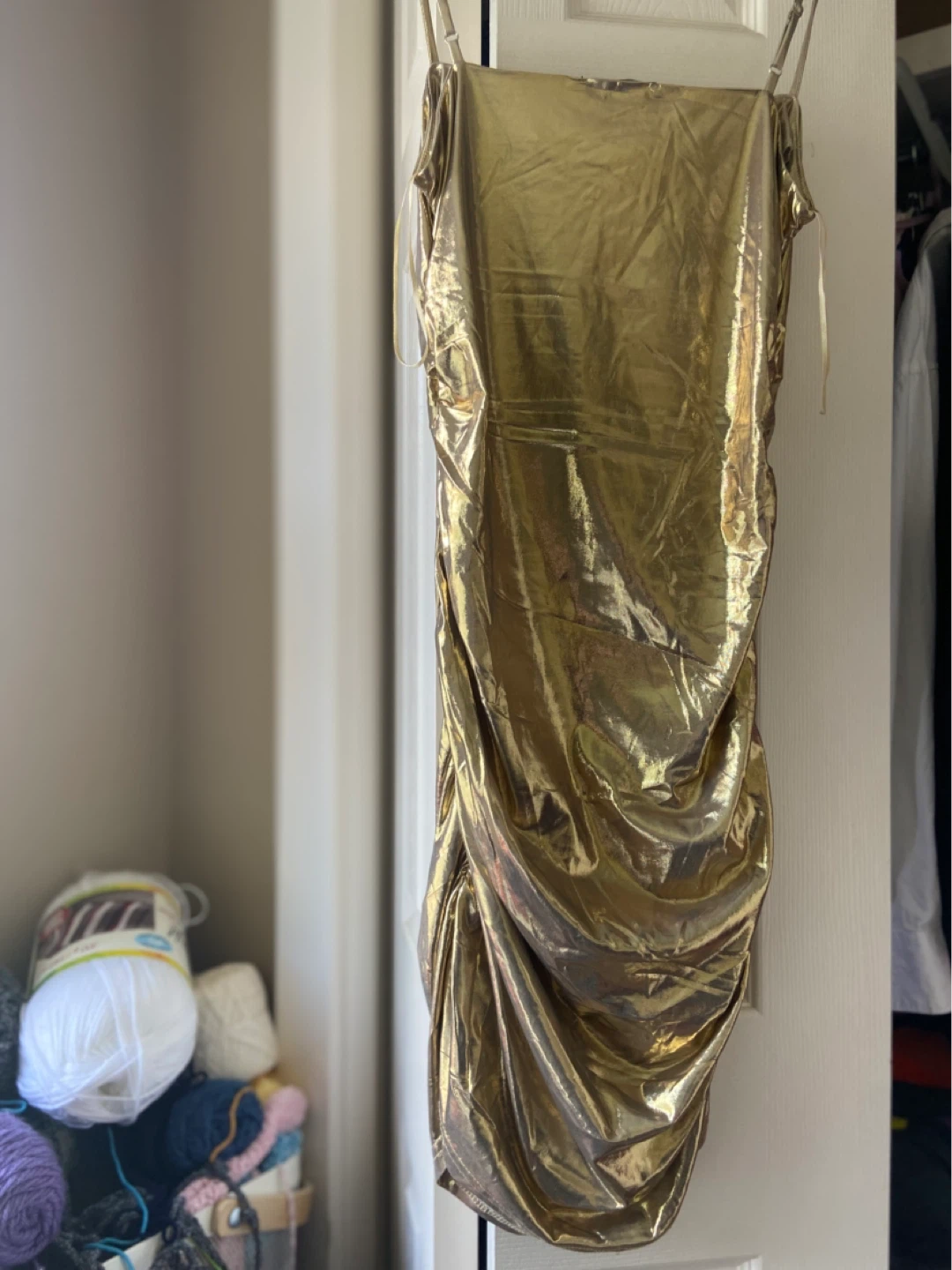 Gold Ruched Bodycon Dress