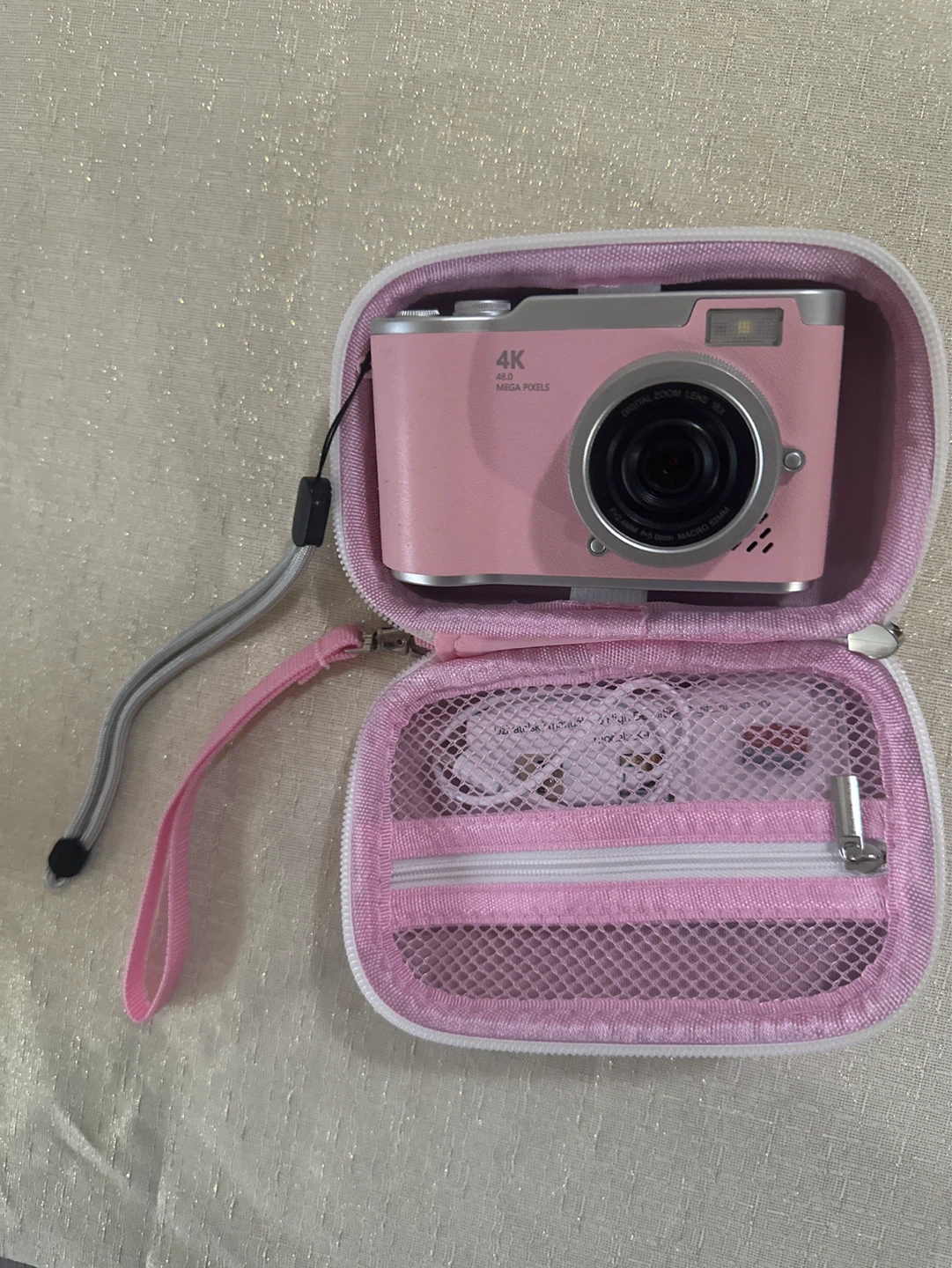 Pink 4K Digital Camera with Case