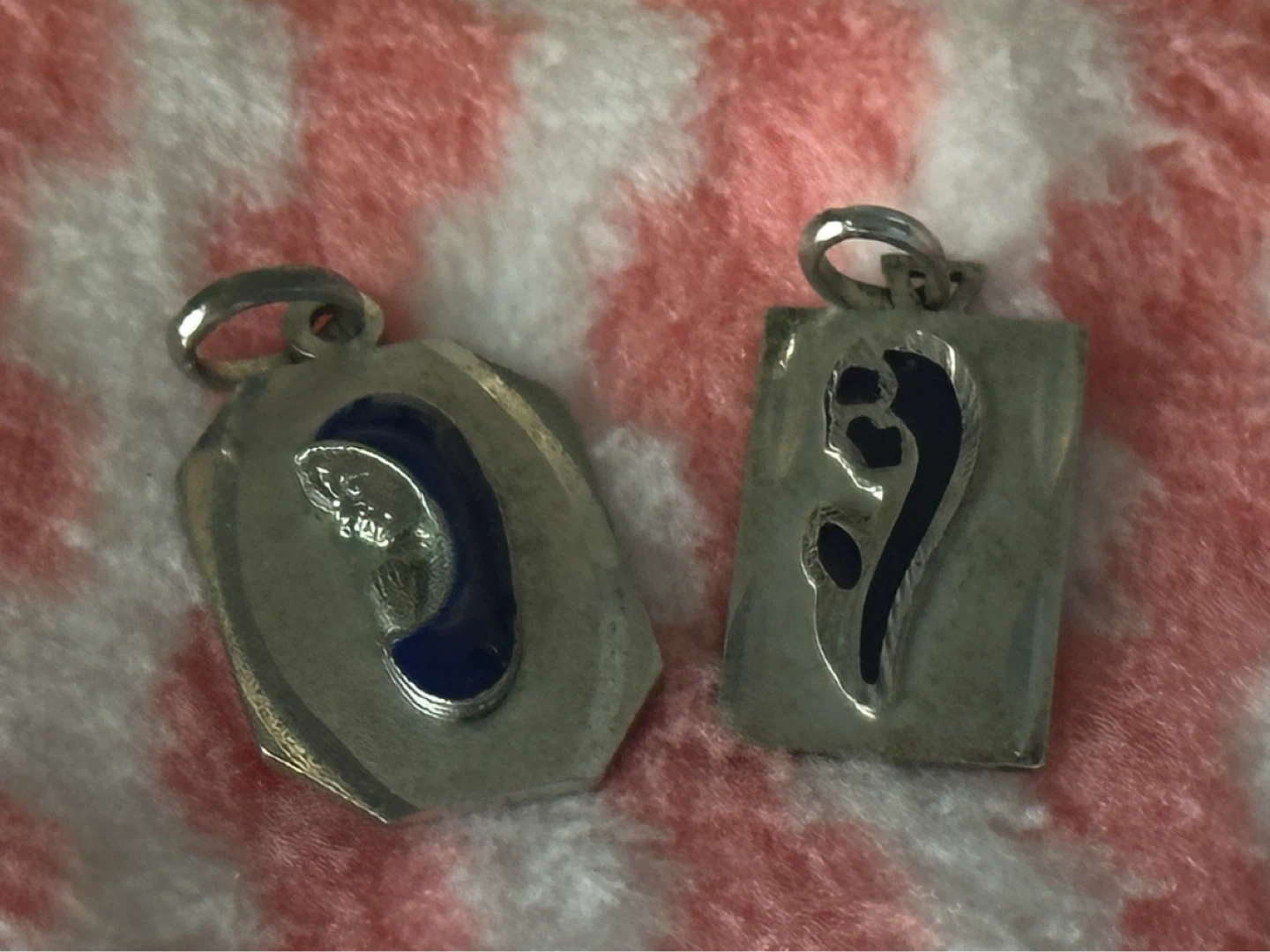 Vintage European 800 Virgin Mary Enamel Silver Charms