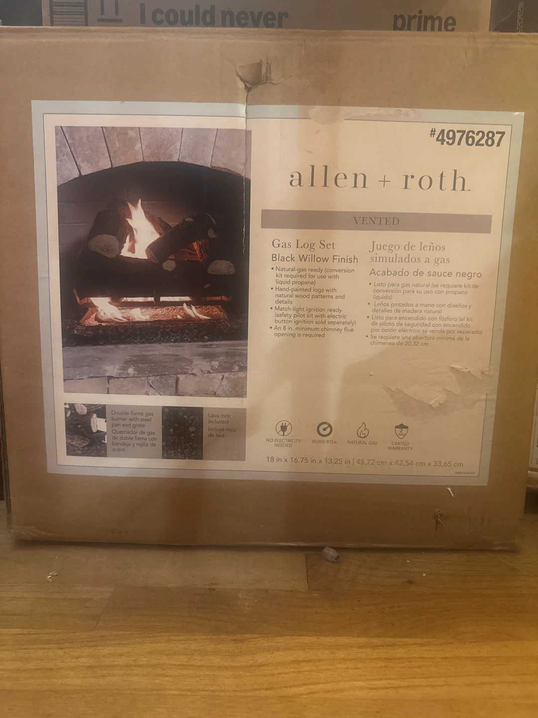 Allen + Roth Gas Log Set - Black Willow Finish