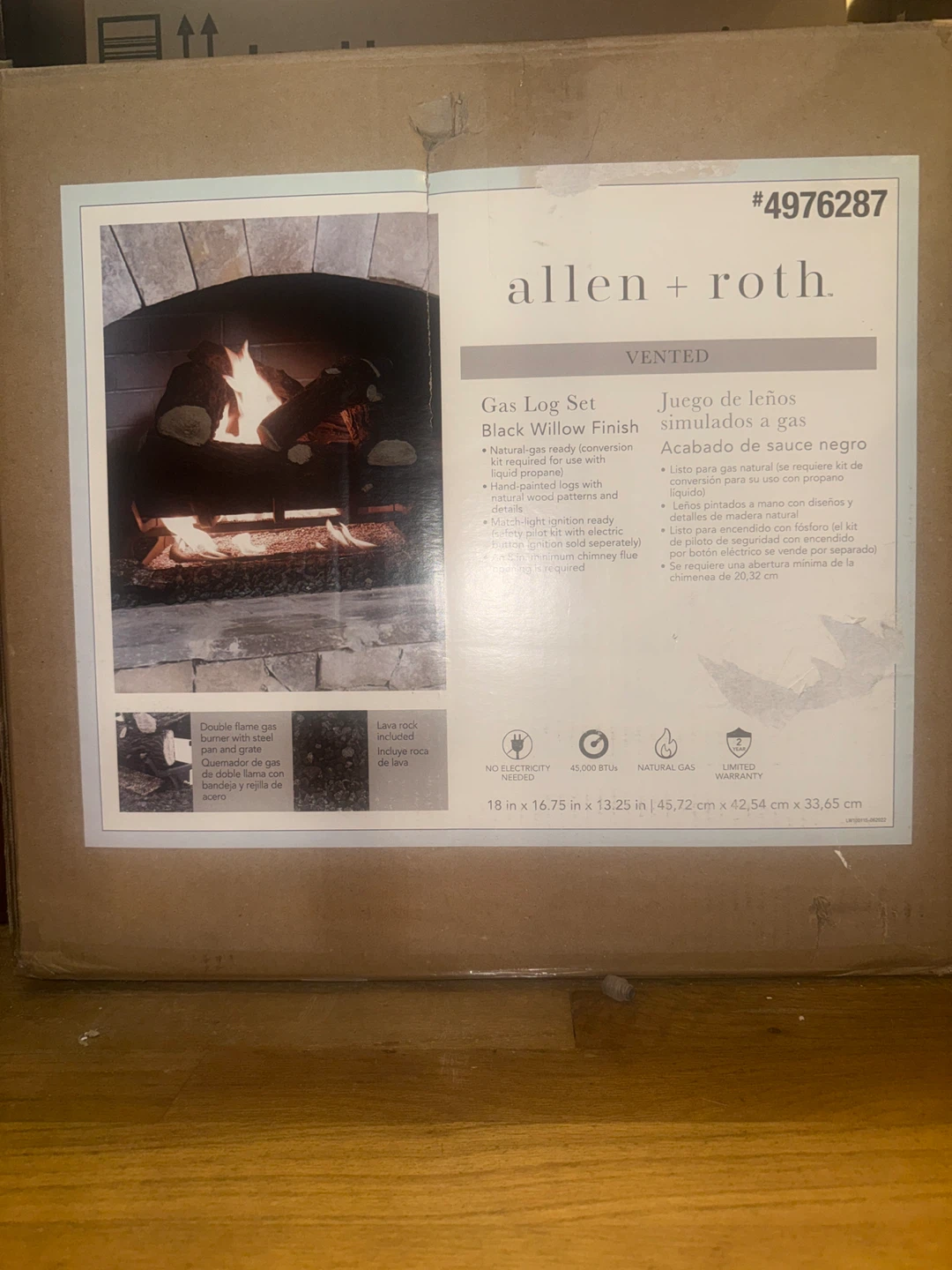Allen + Roth Gas Log Set - Black Willow Finish - photo 2