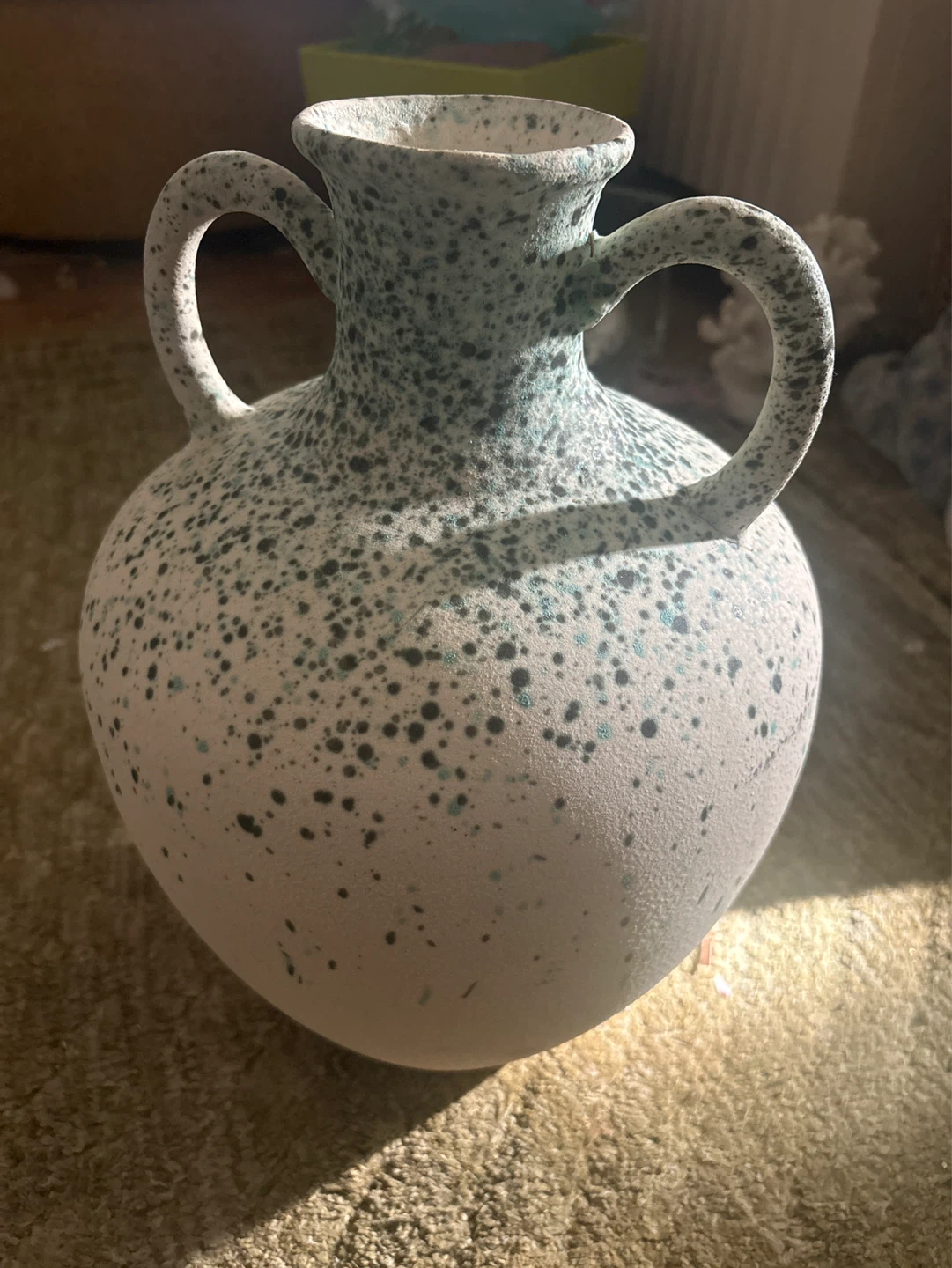 Speckled Ceramic Vase with Handles