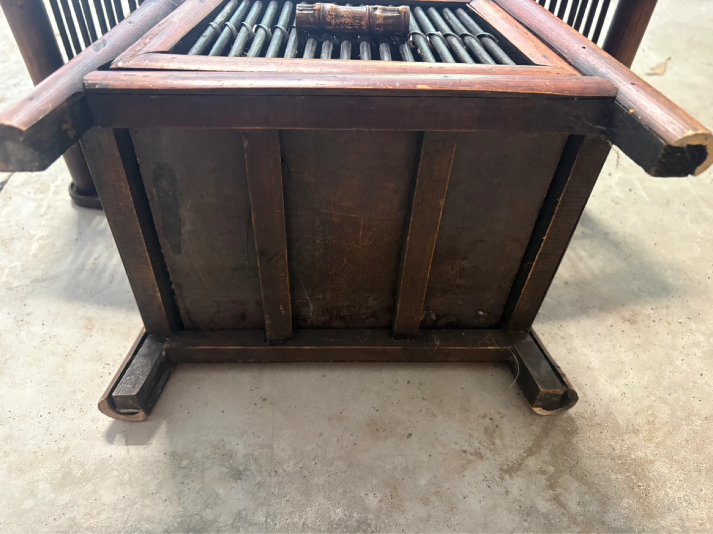 Vintage Bamboo Footstool with Drawer - photo 4