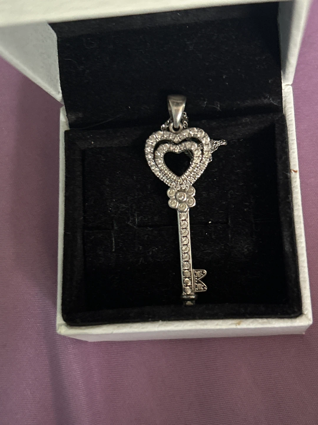 Silver Heart Key Necklace